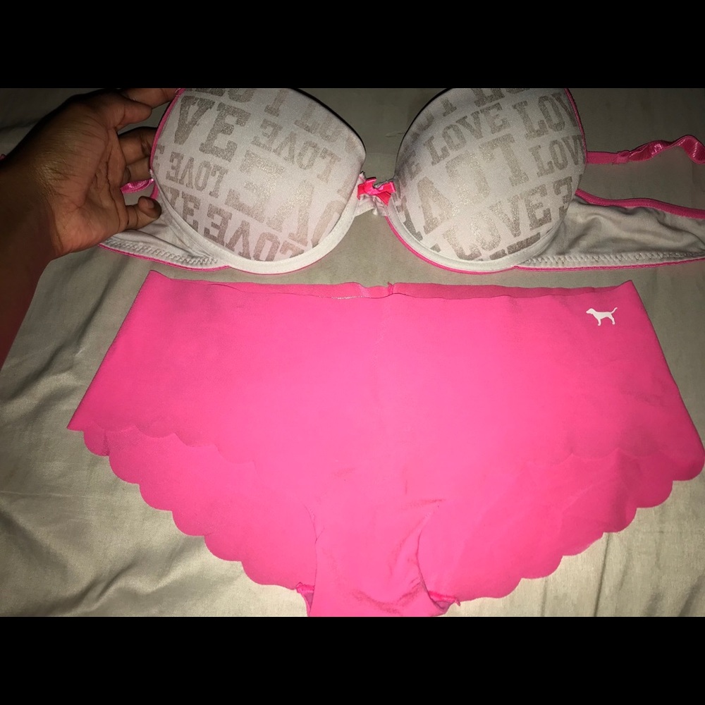 PINK panties and bra